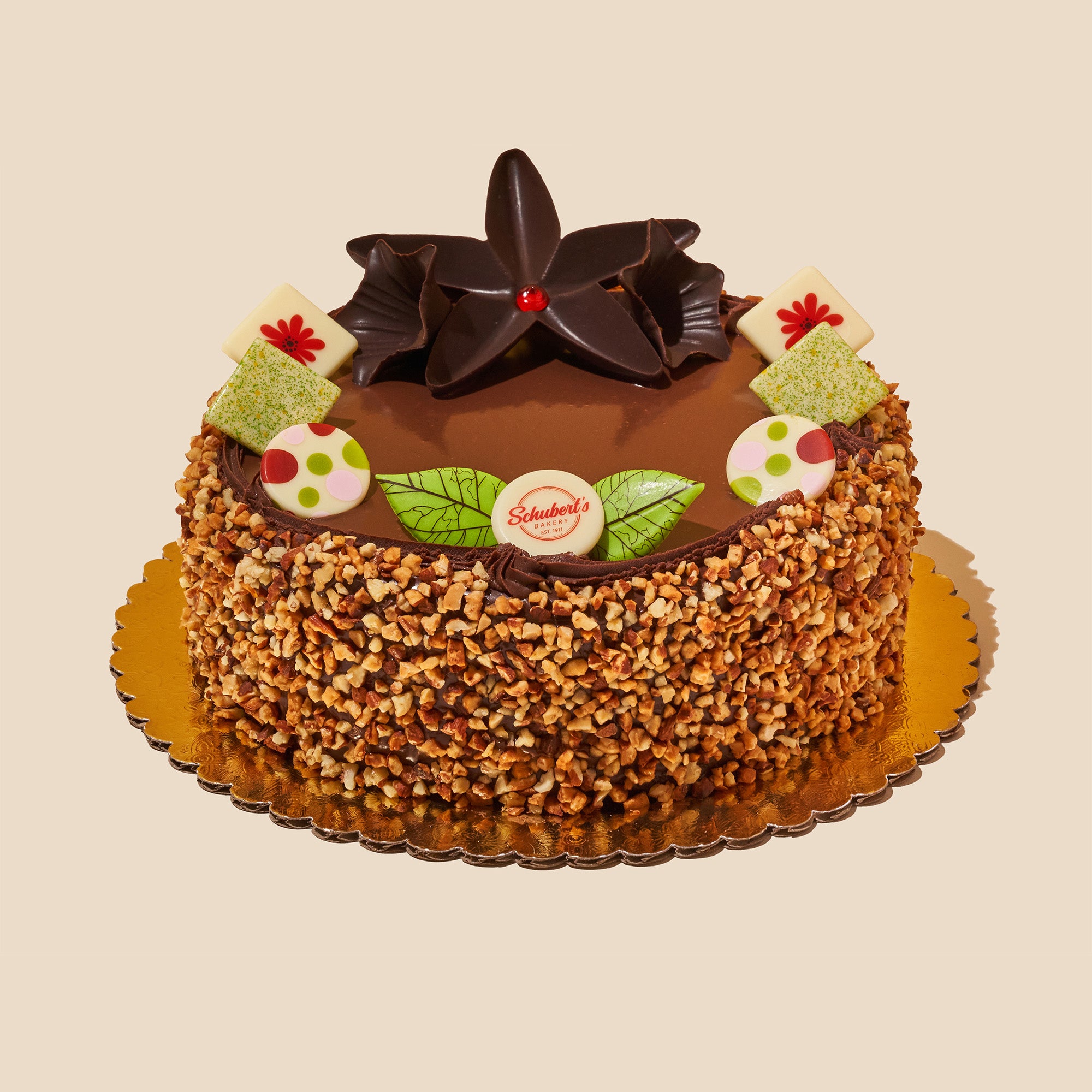 chocolate mousse cake with almonds
