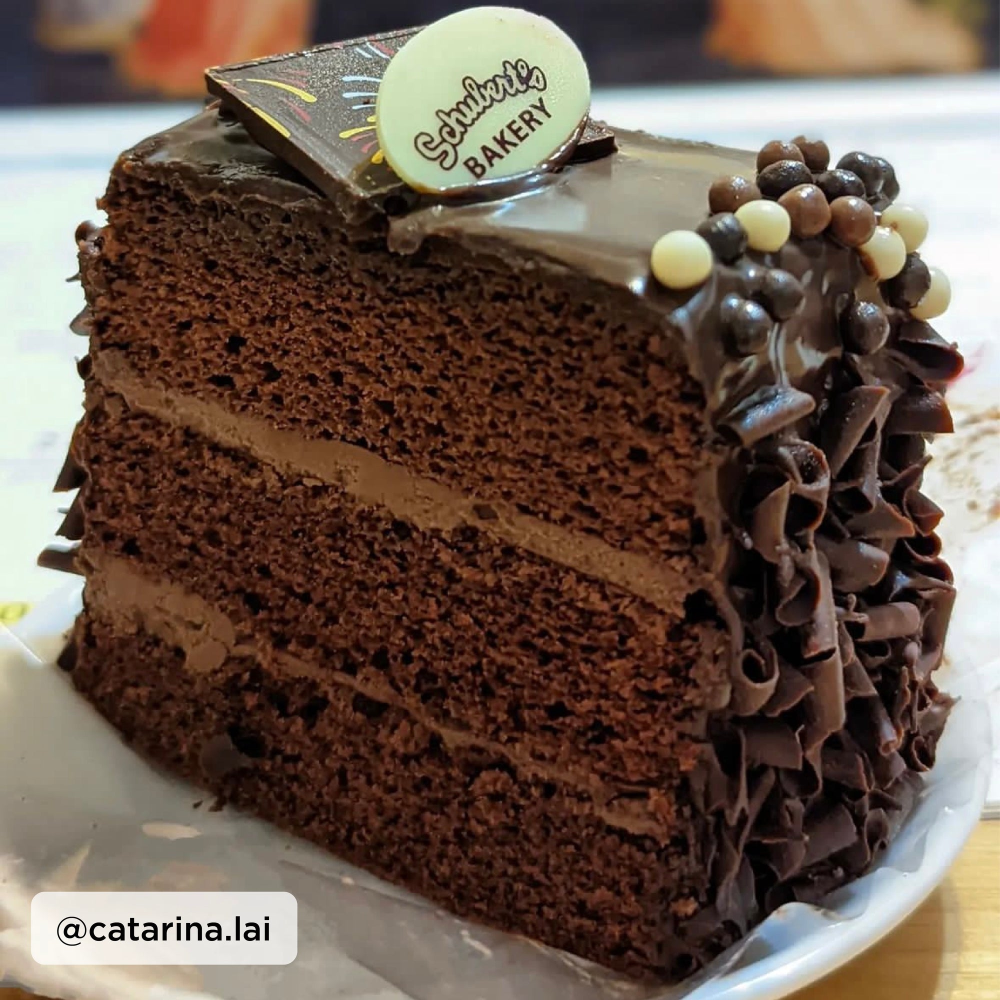 chocolate cake slice instagram post