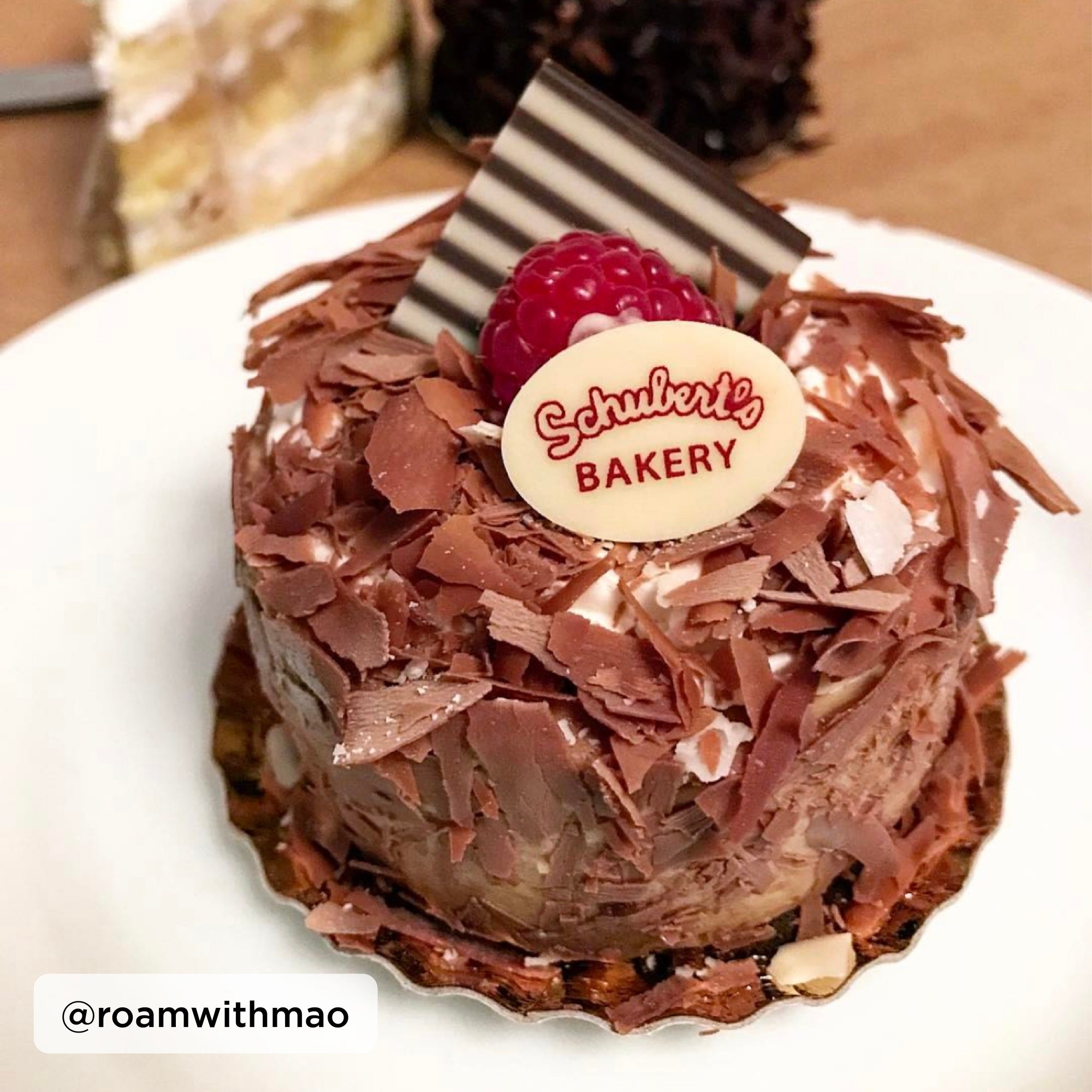 mini chocolate mousse cake instagram post